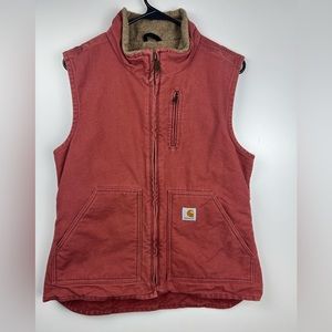 Carhartt WV001 Women's Rose Sandstone Mock Neck Sherpa Lined Vest Small